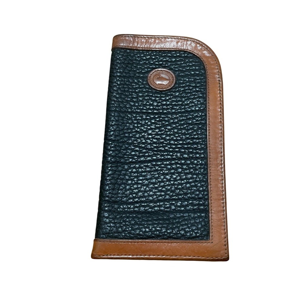 Dooney & Bourke Vintage All Weather Leather Eyeglass Case Black Tan Duck Logo